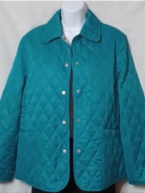 Pak-A-Jak Vintage Turquoise Quilted Jacket Size Small